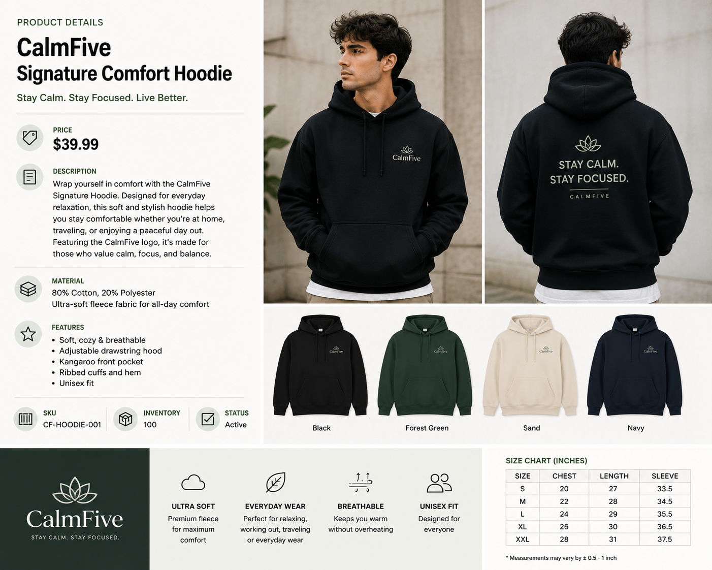 CalmFive Signature Comfort Hoodie