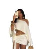 Women's Summer Seaside Vacation Style Breathable One-shoulder Cold Shoulder Top Strap Sheath Skirt Outfit
