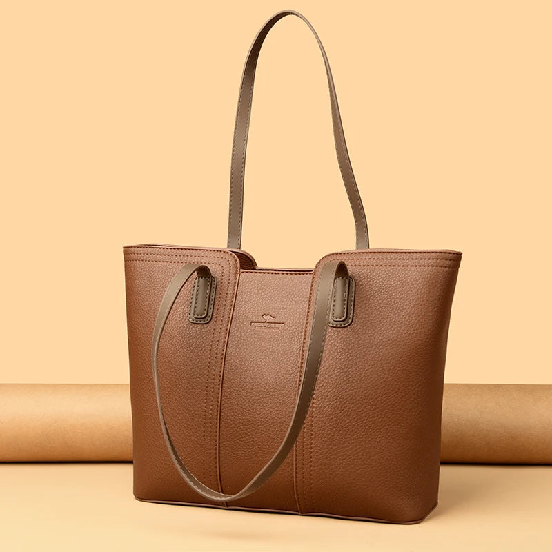 Solid Color Buckets Bag for Women Designer Shoulder Bags Luxury Soft Leather Crossbody Bag Large Capacity Tote Ladies Big Purses