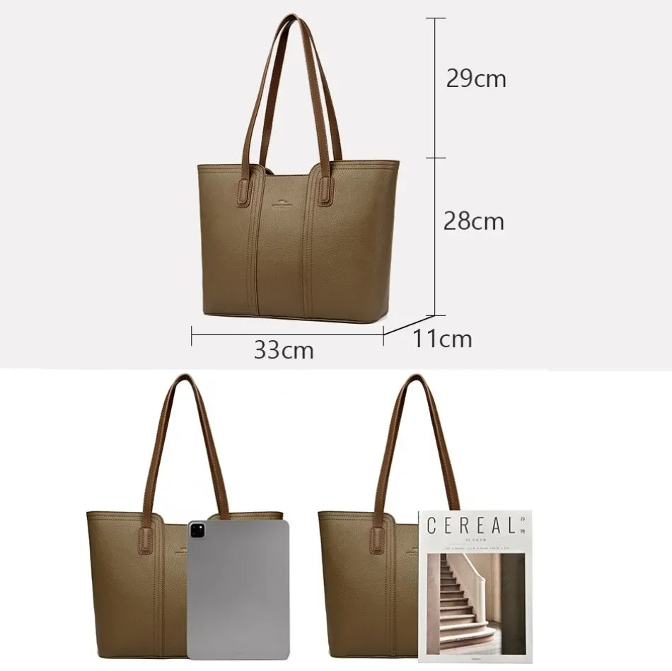 Solid Color Luxury Handbag Women Bags Designer HIgh Quality Leather Shoulder Bags for Women 2024 High Capacity Shopping Tote Bag