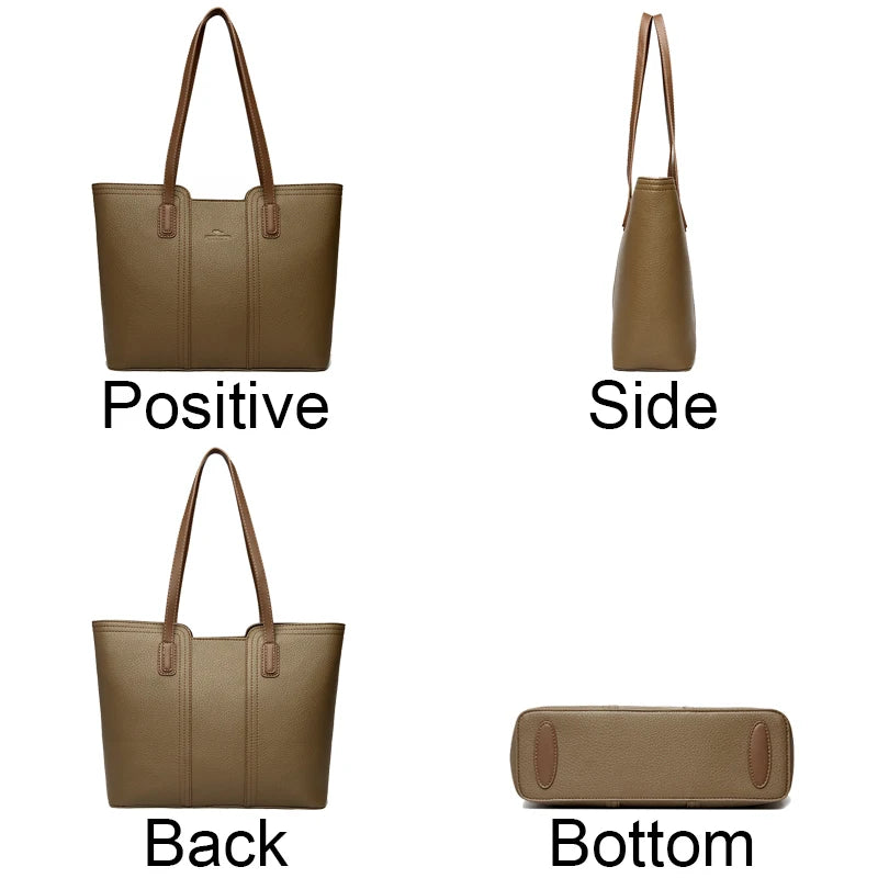 Solid Color Buckets Bag for Women Designer Shoulder Bags Luxury Soft Leather Crossbody Bag Large Capacity Tote Ladies Big Purses