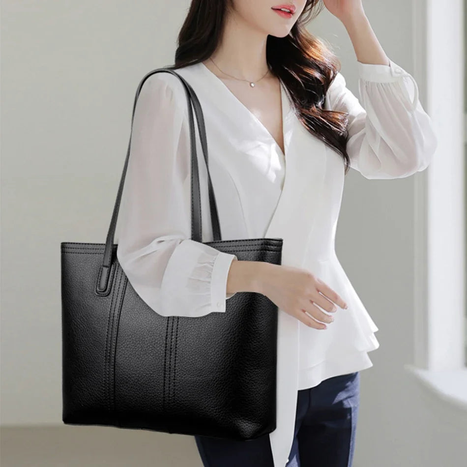 Solid Color Luxury Handbag Women Bags Designer HIgh Quality Leather Shoulder Bags for Women 2024 High Capacity Shopping Tote Bag